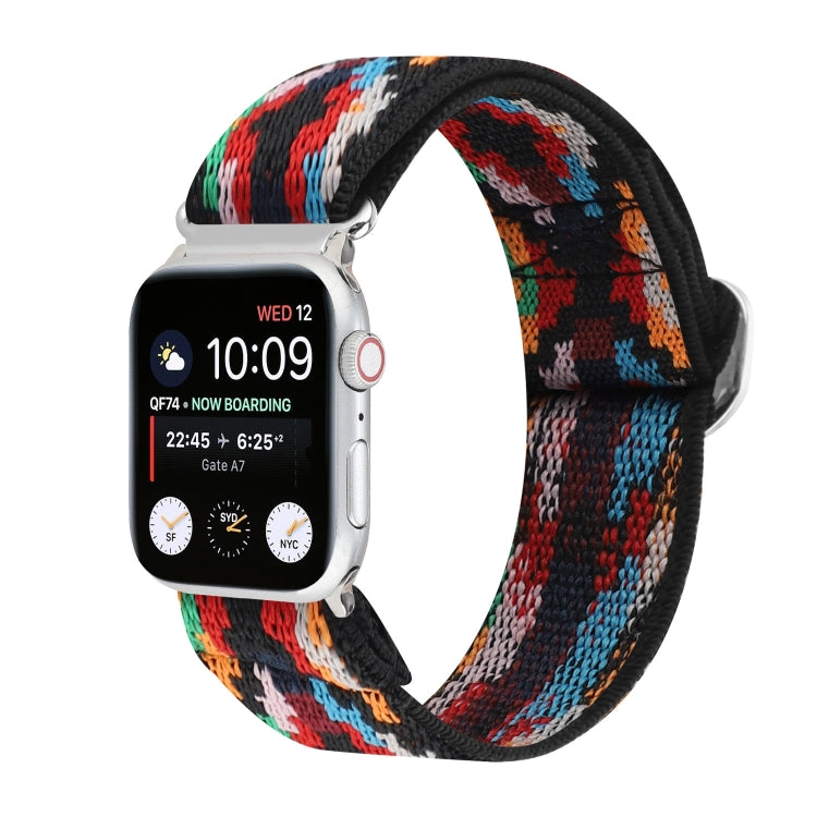 Metal Japanese Buckle Elastic Nylon Replacement Watchbands, For Apple Watch Series 7 45mm / 6 &amp; SE &amp; 5 &amp; 4 44mm / 3 &amp; 2 &amp; 1 42mm, For Apple Watch Series 8&amp;7 41mm / SE 2&amp;6&amp;SE&amp;5&amp;4 40mm / 3&amp;2&amp;1 38mm