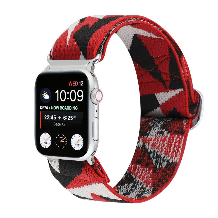 Metal Japanese Buckle Elastic Nylon Replacement Watchbands, For Apple Watch Series 7 45mm / 6 &amp; SE &amp; 5 &amp; 4 44mm / 3 &amp; 2 &amp; 1 42mm, For Apple Watch Series 8&amp;7 41mm / SE 2&amp;6&amp;SE&amp;5&amp;4 40mm / 3&amp;2&amp;1 38mm