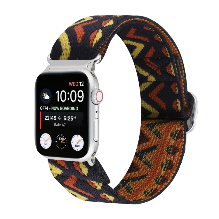 Metal Japanese Buckle Elastic Nylon Replacement Watchbands, For Apple Watch Series 7 45mm / 6 &amp; SE &amp; 5 &amp; 4 44mm / 3 &amp; 2 &amp; 1 42mm, For Apple Watch Series 8&amp;7 41mm / SE 2&amp;6&amp;SE&amp;5&amp;4 40mm / 3&amp;2&amp;1 38mm