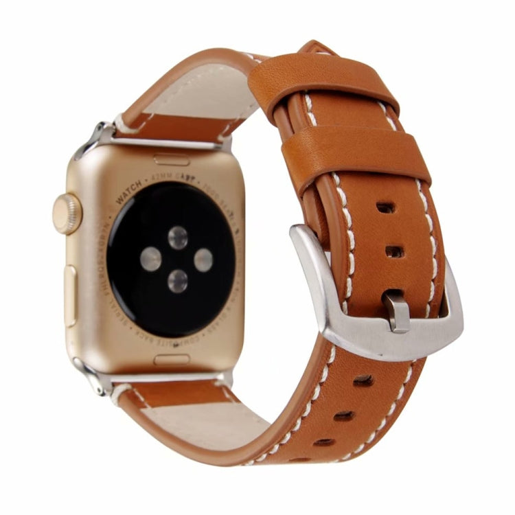 Calfskin Genuine Leather Watchband For Apple Watch Series 6 &amp; SE &amp; 5 &amp; 4 40mm / 3 &amp; 2 &amp; 1 38mm, For Apple Watch Series 7 41mm / 6 &amp; SE &amp; 5 &amp; 4 40mm / 3 &amp; 2 &amp; 1 38mm