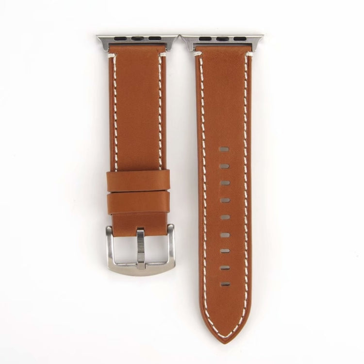 Calfskin Genuine Leather Watchband For Apple Watch Series 6 &amp; SE &amp; 5 &amp; 4 44mm / 3 &amp; 2 &amp; 1 42mm, For Apple Watch Series 7 45mm / 6 &amp; SE &amp; 5 &amp; 4 44mm / 3 &amp; 2 &amp; 1 42mm