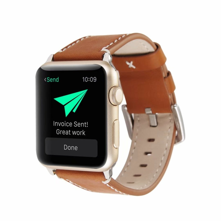 Calfskin Genuine Leather Watchband For Apple Watch Series 6 &amp; SE &amp; 5 &amp; 4 44mm / 3 &amp; 2 &amp; 1 42mm, For Apple Watch Series 7 45mm / 6 &amp; SE &amp; 5 &amp; 4 44mm / 3 &amp; 2 &amp; 1 42mm