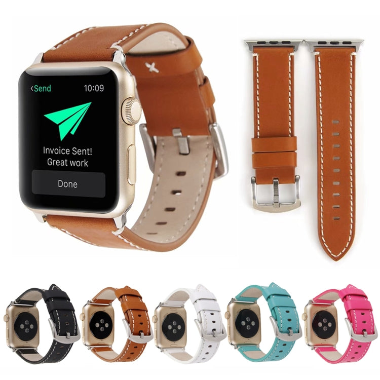 Calfskin Genuine Leather Watchband For Apple Watch Series 6 &amp; SE &amp; 5 &amp; 4 44mm / 3 &amp; 2 &amp; 1 42mm, For Apple Watch Series 7 45mm / 6 &amp; SE &amp; 5 &amp; 4 44mm / 3 &amp; 2 &amp; 1 42mm