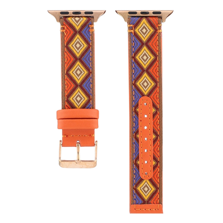 Ethnic Leather Watchband For Apple Watch Series 6 &amp; SE &amp; 5 &amp; 4 40mm / 3 &amp; 2 &amp; 1 38mm, For Apple Watch Series 7 41mm / 6 &amp; SE &amp; 5 &amp; 4 40mm / 3 &amp; 2 &amp; 1 38mm