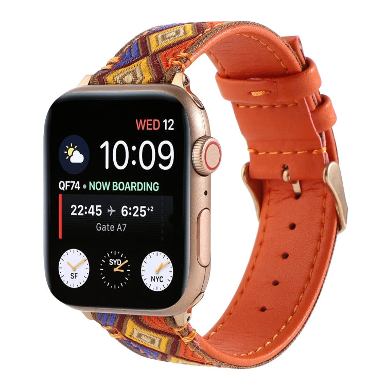 Ethnic Leather Watchband For Apple Watch Series 6 &amp; SE &amp; 5 &amp; 4 40mm / 3 &amp; 2 &amp; 1 38mm, For Apple Watch Series 7 41mm / 6 &amp; SE &amp; 5 &amp; 4 40mm / 3 &amp; 2 &amp; 1 38mm