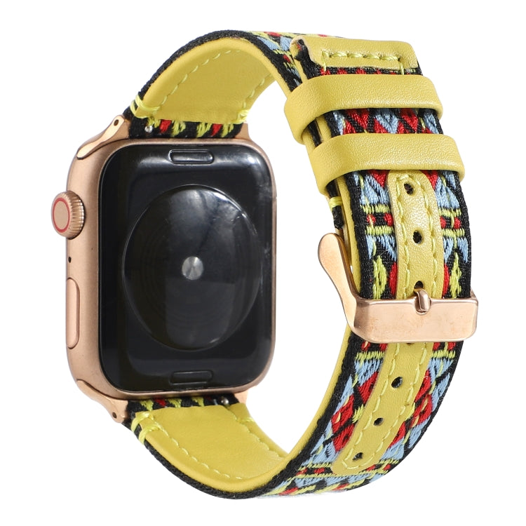 Ethnic Leather Watchband For Apple Watch Series 6 &amp; SE &amp; 5 &amp; 4 40mm / 3 &amp; 2 &amp; 1 38mm, For Apple Watch Series 7 41mm / 6 &amp; SE &amp; 5 &amp; 4 40mm / 3 &amp; 2 &amp; 1 38mm