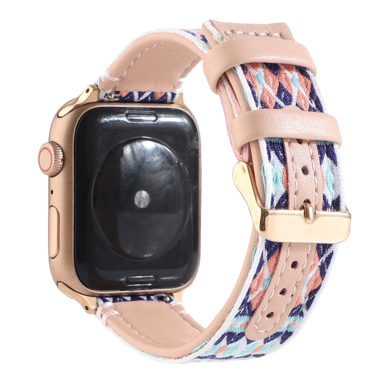 Ethnic Leather Watchband For Apple Watch Series 6 &amp; SE &amp; 5 &amp; 4 40mm / 3 &amp; 2 &amp; 1 38mm, For Apple Watch Series 7 41mm / 6 &amp; SE &amp; 5 &amp; 4 40mm / 3 &amp; 2 &amp; 1 38mm