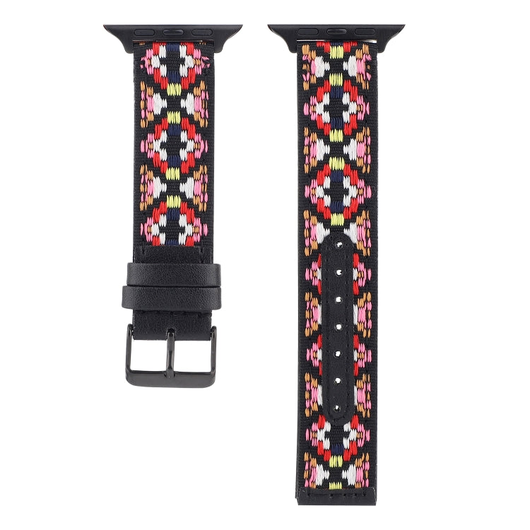 Ethnic Leather Watchband For Apple Watch Series 6 &amp; SE &amp; 5 &amp; 4 40mm / 3 &amp; 2 &amp; 1 38mm, For Apple Watch Series 7 41mm / 6 &amp; SE &amp; 5 &amp; 4 40mm / 3 &amp; 2 &amp; 1 38mm