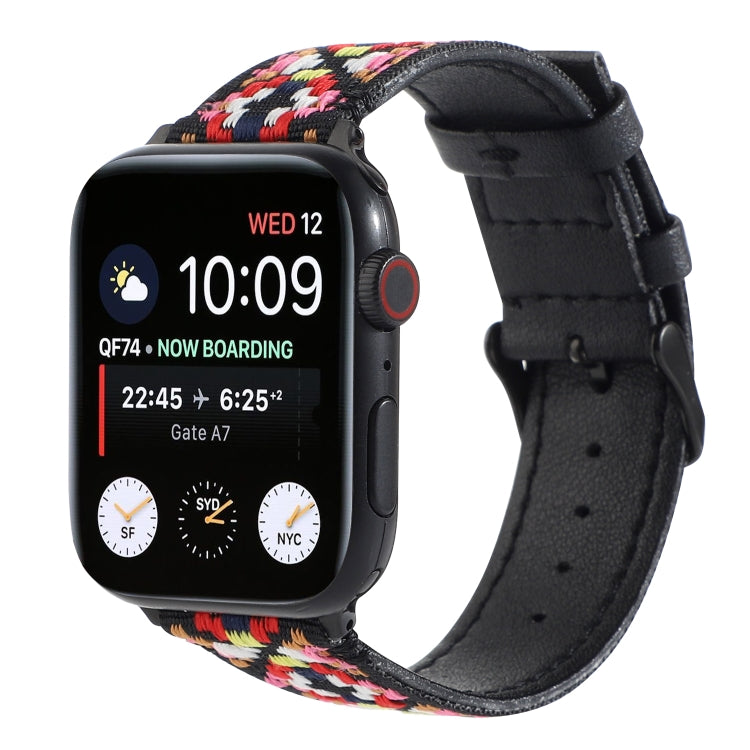 Ethnic Leather Watchband For Apple Watch Series 6 &amp; SE &amp; 5 &amp; 4 40mm / 3 &amp; 2 &amp; 1 38mm, For Apple Watch Series 7 41mm / 6 &amp; SE &amp; 5 &amp; 4 40mm / 3 &amp; 2 &amp; 1 38mm