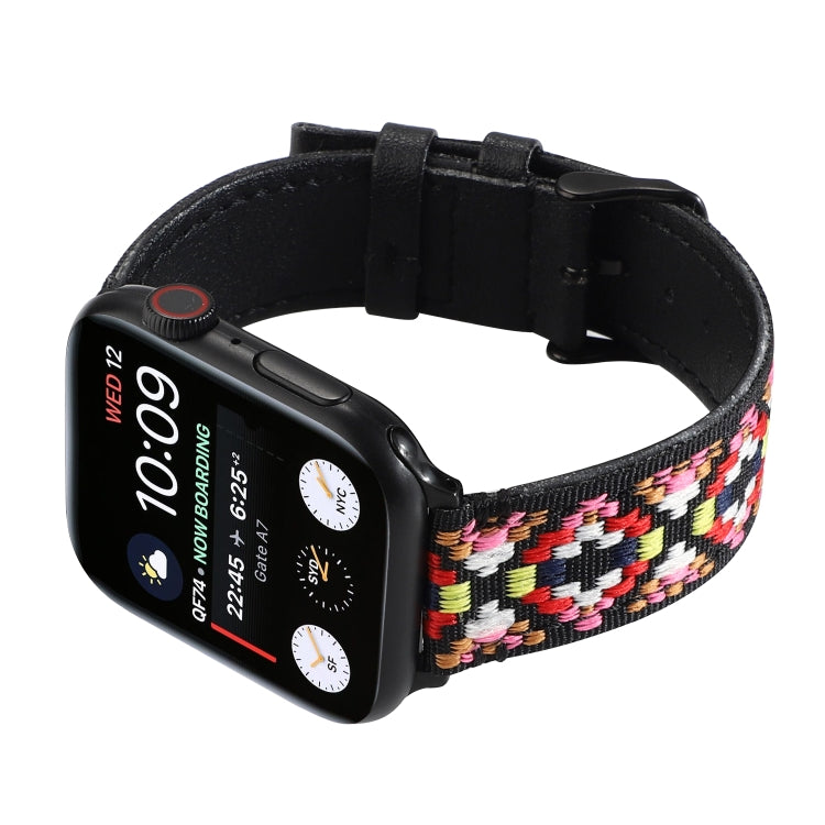 Ethnic Leather Watchband For Apple Watch Series 6 &amp; SE &amp; 5 &amp; 4 40mm / 3 &amp; 2 &amp; 1 38mm, For Apple Watch Series 7 41mm / 6 &amp; SE &amp; 5 &amp; 4 40mm / 3 &amp; 2 &amp; 1 38mm