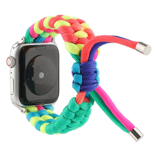 Umbrella Cord Rainbow Watchband For Apple Watch Series 6 & SE & 5 & 4 40mm / 3 & 2 & 1 38mm, For Apple Watch Series 8&7 41mm / SE 2&6&SE&5&4 40mm / 3&2&1 38mm, For Apple Watch Series 7 41mm / 6 & SE & 5 & 4 40mm / 3 & 2 & 1 38mm