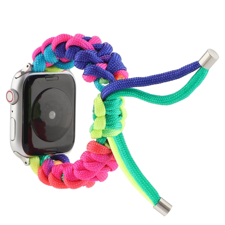 Umbrella Cord Rainbow Watchband For Apple Watch Series 6 & SE & 5 & 4 40mm / 3 & 2 & 1 38mm, For Apple Watch Series 8&7 41mm / SE 2&6&SE&5&4 40mm / 3&2&1 38mm, For Apple Watch Series 7 41mm / 6 & SE & 5 & 4 40mm / 3 & 2 & 1 38mm