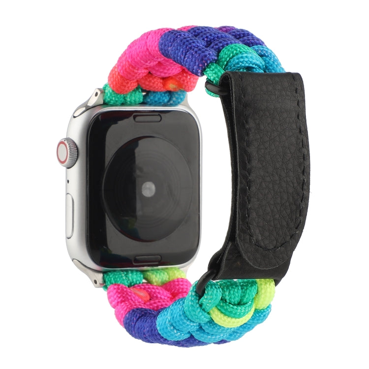 Umbrella Cord Rainbow Watchband For Apple Watch Series 6 & SE & 5 & 4 40mm / 3 & 2 & 1 38mm, For Apple Watch Series 8&7 41mm / SE 2&6&SE&5&4 40mm / 3&2&1 38mm, For Apple Watch Series 7 41mm / 6 & SE & 5 & 4 40mm / 3 & 2 & 1 38mm