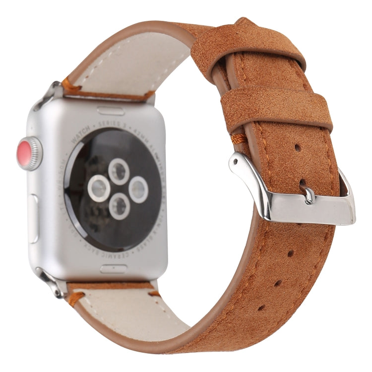 Frosted Genuine Leather Watchband For Apple Watch Series 6 &amp; SE &amp; 5 &amp; 4 40mm / 3 &amp; 2 &amp; 1 38mm, For Apple Watch Series 7 41mm / 6 &amp; SE &amp; 5 &amp; 4 40mm / 3 &amp; 2 &amp; 1 38mm