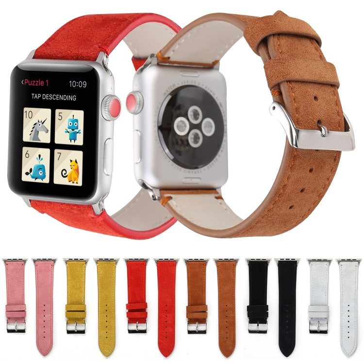 Frosted Genuine Leather Watchband For Apple Watch Series 6 &amp; SE &amp; 5 &amp; 4 40mm / 3 &amp; 2 &amp; 1 38mm, For Apple Watch Series 7 41mm / 6 &amp; SE &amp; 5 &amp; 4 40mm / 3 &amp; 2 &amp; 1 38mm