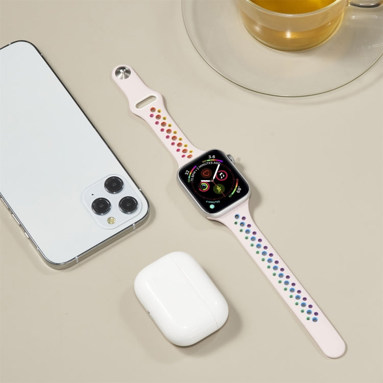 Rainbow Silicone Watchband For Apple Watch Series 6 & SE & 5 & 4 40mm / 3 & 2 & 1 38mm, For Apple Watch Series 8&7 41mm / SE 2&6&SE&5&4 40mm / 3&2&1 38mm, For Apple Watch Series 7 41mm / 6 & SE & 5 & 4 40mm / 3 & 2 & 1 38mm