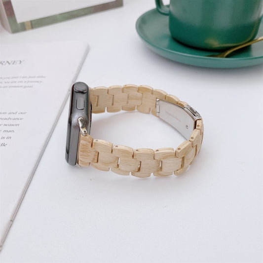 Wooden Bead Woven Watchband For Apple Watch Series 6 & SE & 5 & 4 40mm / 3 & 2 & 1 38mm, For Apple Watch Series 8&7 41mm / SE 2&6&SE&5&4 40mm / 3&2&1 38mm, For Apple Watch Series 7 41mm / 6 & SE & 5 & 4 40mm / 3 & 2 & 1 38mm