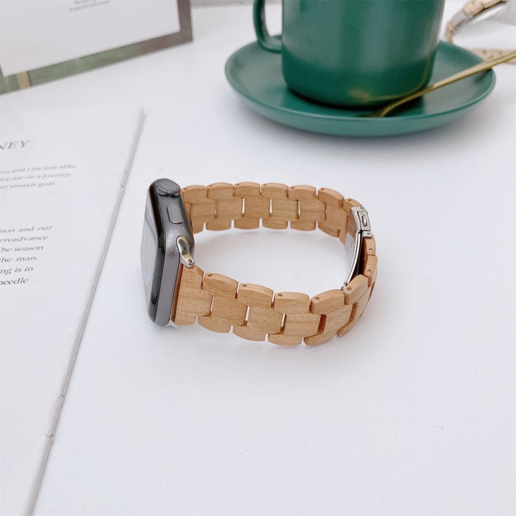 Wooden Bead Woven Watchband For Apple Watch Series 6 & SE & 5 & 4 40mm / 3 & 2 & 1 38mm, For Apple Watch Series 8&7 41mm / SE 2&6&SE&5&4 40mm / 3&2&1 38mm, For Apple Watch Series 7 41mm / 6 & SE & 5 & 4 40mm / 3 & 2 & 1 38mm