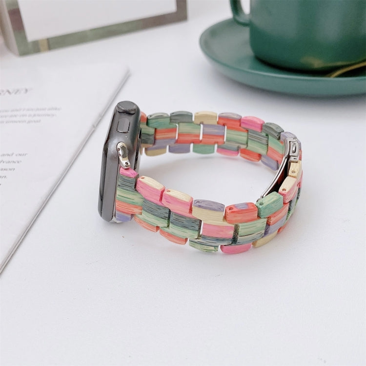 Wooden Bead Woven Watchband For Apple Watch Series 6 & SE & 5 & 4 40mm / 3 & 2 & 1 38mm, For Apple Watch Series 8&7 41mm / SE 2&6&SE&5&4 40mm / 3&2&1 38mm, For Apple Watch Series 7 41mm / 6 & SE & 5 & 4 40mm / 3 & 2 & 1 38mm