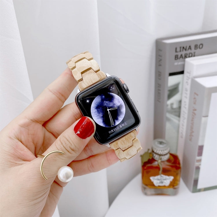 Wooden Bead Woven Watchband For Apple Watch Series 6 & SE & 5 & 4 44mm / 3 & 2 & 1 42mm, For Apple Watch Ultra 49mm / Series 8&7 45mm / SE 2&6&SE&5&4 44mm / 3&2&1 42mm