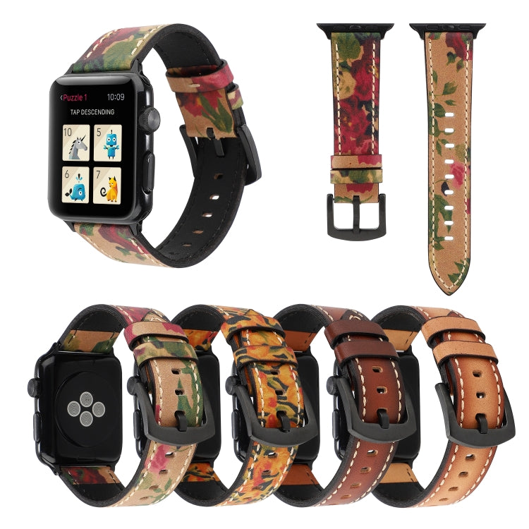 Retro Head-layer Cowhide Genuine Leather Watchband For Apple Watch Series 6 &amp; SE &amp; 5 &amp; 4 44mm / 3 &amp; 2 &amp; 1 42mm, For Apple Watch Series 7 45mm / 6 &amp; SE &amp; 5 &amp; 4 44mm / 3 &amp; 2 &amp; 1 42mm