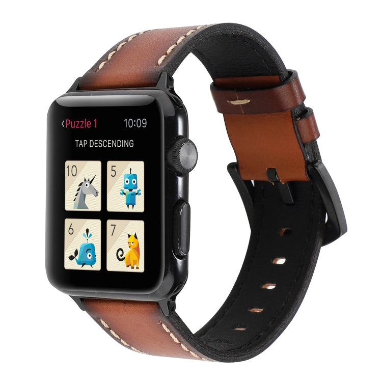 Retro Head-layer Cowhide Genuine Leather Watchband For Apple Watch Series 6 &amp; SE &amp; 5 &amp; 4 44mm / 3 &amp; 2 &amp; 1 42mm, For Apple Watch Series 7 45mm / 6 &amp; SE &amp; 5 &amp; 4 44mm / 3 &amp; 2 &amp; 1 42mm