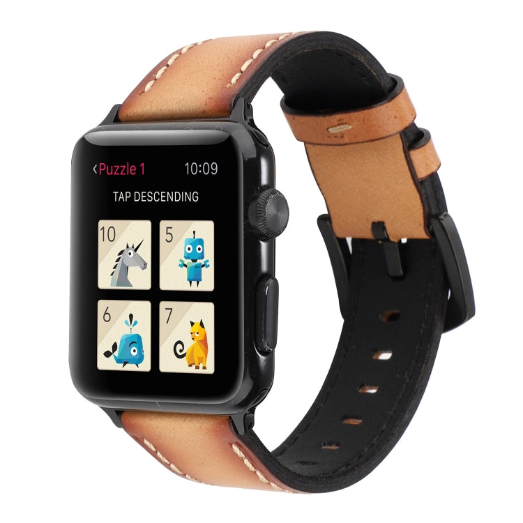 Retro Head-layer Cowhide Genuine Leather Watchband For Apple Watch Series 6 &amp; SE &amp; 5 &amp; 4 44mm / 3 &amp; 2 &amp; 1 42mm, For Apple Watch Series 7 45mm / 6 &amp; SE &amp; 5 &amp; 4 44mm / 3 &amp; 2 &amp; 1 42mm