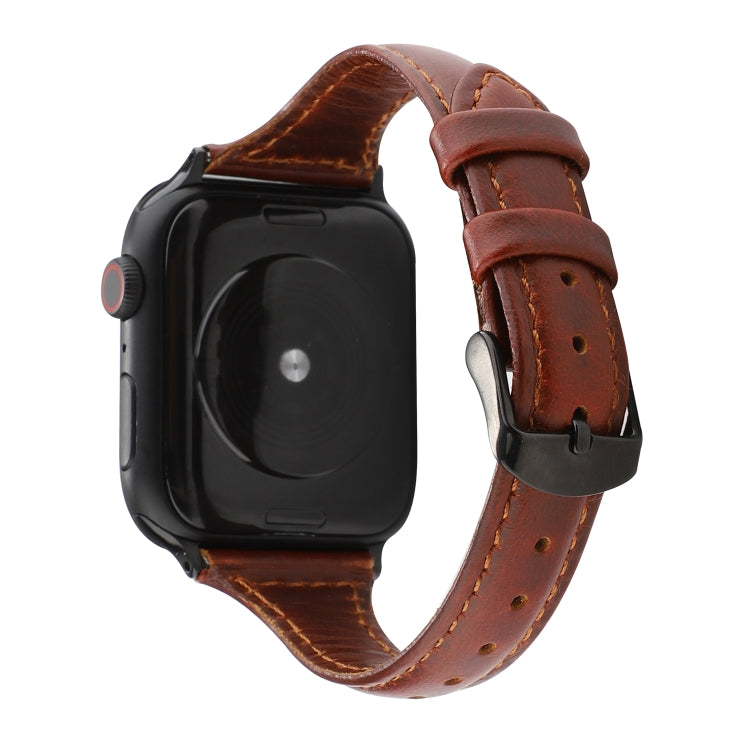 Crazy Horse Texture Genuine Leather Strap, For Apple Watch Series 7 41mm / 6 &amp; SE &amp; 5 &amp; 4 40mm / 3 &amp; 2 &amp; 1 38mm, For Apple Watch Series 8&amp;7 41mm / SE 2&amp;6&amp;SE&amp;5&amp;4 40mm / 3&amp;2&amp;1 38mm