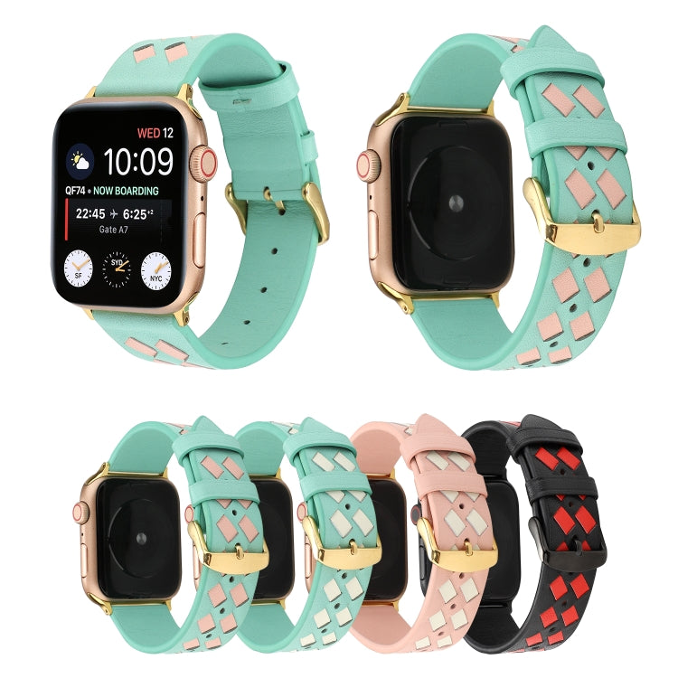 Woven Pattern Genuine Leather Strap, For Apple Watch Series 8&7 41mm / SE 2&6&SE&5&4 40mm / 3&2&1 38mm, For Apple Watch Series 7 41mm / 6 & SE & 5 & 4 40mm / 3 & 2 & 1 38mm, For Apple Watch Series 7 45mm / 6 & SE & 5 & 4 44mm / 3 & 2 & 1 42mm