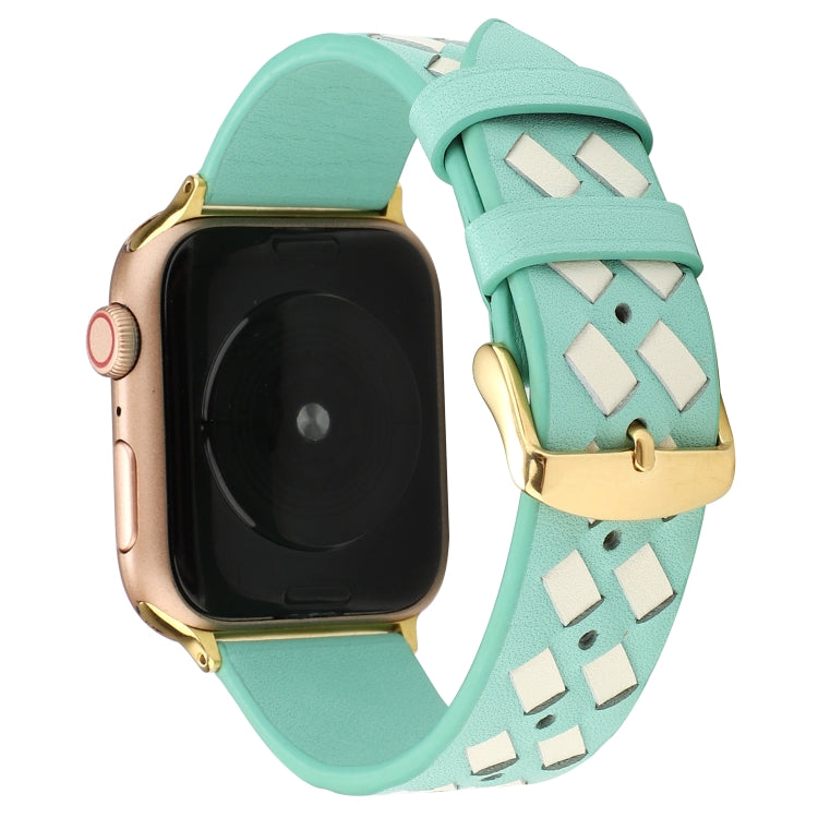 Woven Pattern Genuine Leather Strap, For Apple Watch Series 8&7 41mm / SE 2&6&SE&5&4 40mm / 3&2&1 38mm, For Apple Watch Series 7 41mm / 6 & SE & 5 & 4 40mm / 3 & 2 & 1 38mm, For Apple Watch Series 7 45mm / 6 & SE & 5 & 4 44mm / 3 & 2 & 1 42mm