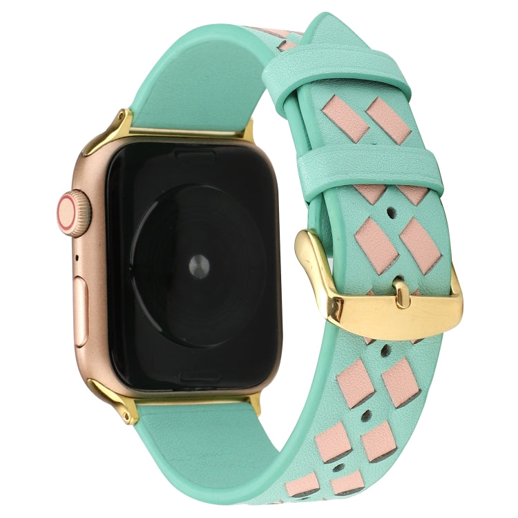 Woven Pattern Genuine Leather Strap, For Apple Watch Series 8&7 41mm / SE 2&6&SE&5&4 40mm / 3&2&1 38mm, For Apple Watch Series 7 41mm / 6 & SE & 5 & 4 40mm / 3 & 2 & 1 38mm, For Apple Watch Series 7 45mm / 6 & SE & 5 & 4 44mm / 3 & 2 & 1 42mm