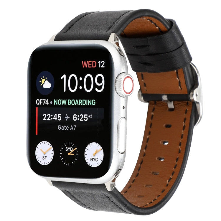 Modern Style Buckle Genuine Leather Strap, For Apple Watch Series 7 41mm / 6 &amp; SE &amp; 5 &amp; 4 40mm / 3 &amp; 2 &amp; 1 38mm, For Apple Watch Series 7 45mm / 6 &amp; SE &amp; 5 &amp; 4 44mm / 3 &amp; 2 &amp; 1 42mm