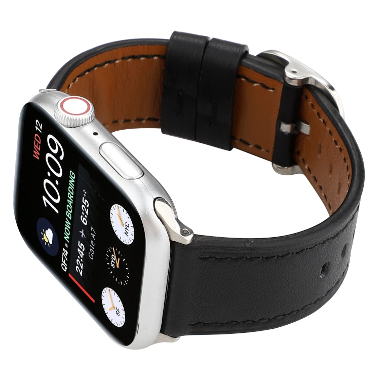Modern Style Buckle Genuine Leather Strap, For Apple Watch Series 7 41mm / 6 &amp; SE &amp; 5 &amp; 4 40mm / 3 &amp; 2 &amp; 1 38mm, For Apple Watch Series 7 45mm / 6 &amp; SE &amp; 5 &amp; 4 44mm / 3 &amp; 2 &amp; 1 42mm