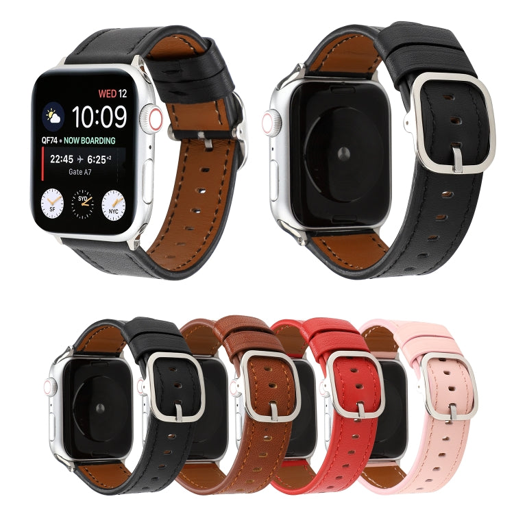 Modern Style Buckle Genuine Leather Strap, For Apple Watch Series 7 41mm / 6 & SE & 5 & 4 40mm / 3 & 2 & 1 38mm, For Apple Watch Series 7 45mm / 6 & SE & 5 & 4 44mm / 3 & 2 & 1 42mm