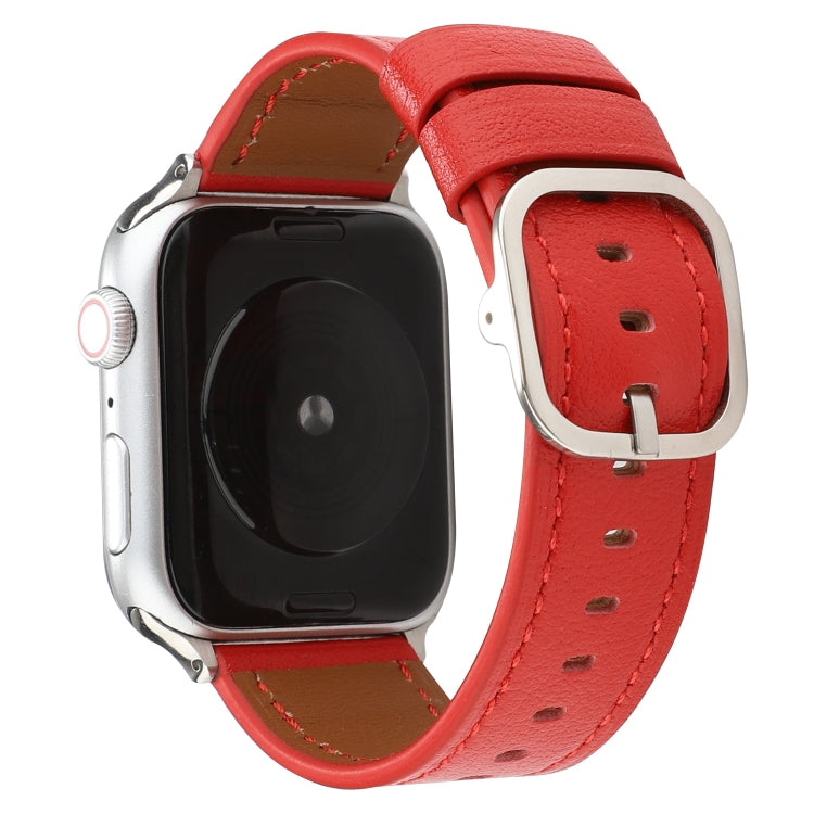 Modern Style Buckle Genuine Leather Strap, For Apple Watch Series 7 41mm / 6 &amp; SE &amp; 5 &amp; 4 40mm / 3 &amp; 2 &amp; 1 38mm, For Apple Watch Series 7 45mm / 6 &amp; SE &amp; 5 &amp; 4 44mm / 3 &amp; 2 &amp; 1 42mm