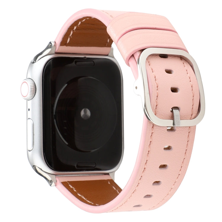 Modern Style Buckle Genuine Leather Strap, For Apple Watch Series 7 41mm / 6 &amp; SE &amp; 5 &amp; 4 40mm / 3 &amp; 2 &amp; 1 38mm, For Apple Watch Series 7 45mm / 6 &amp; SE &amp; 5 &amp; 4 44mm / 3 &amp; 2 &amp; 1 42mm
