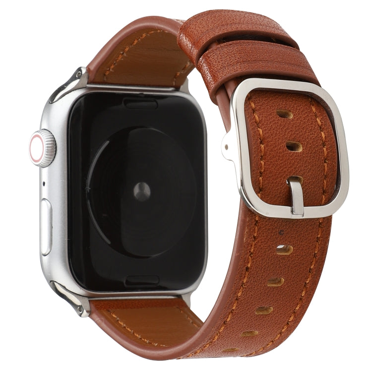 Modern Style Buckle Genuine Leather Strap, For Apple Watch Series 7 41mm / 6 &amp; SE &amp; 5 &amp; 4 40mm / 3 &amp; 2 &amp; 1 38mm, For Apple Watch Series 7 45mm / 6 &amp; SE &amp; 5 &amp; 4 44mm / 3 &amp; 2 &amp; 1 42mm