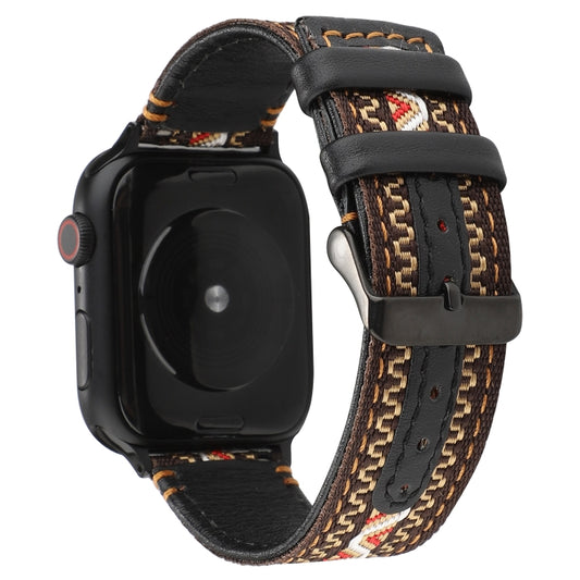 Ethnic Style Genuine Leather Strap, For Apple Watch Series 7 41mm / 6 & SE & 5 & 4 40mm / 3 & 2 & 1 38mm, For Apple Watch Series 7 45mm / 6 & SE & 5 & 4 44mm / 3 & 2 & 1 42mm