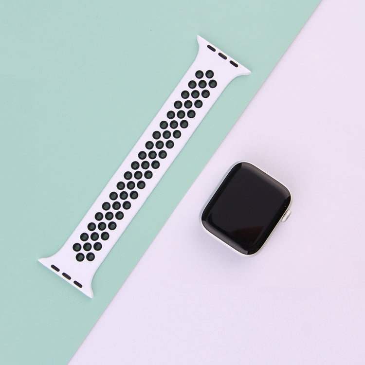 Elastic Silicone Watchband For Apple Watch Series 6 &amp; SE &amp; 5 &amp; 4 40mm / 3 &amp; 2 &amp; 1 38mm, Length:150mm, 150mm (Black White), 150mm (Grey Black), 150mm (Blue White), 150mm (Light Pink White ), 150mm (Black Red)