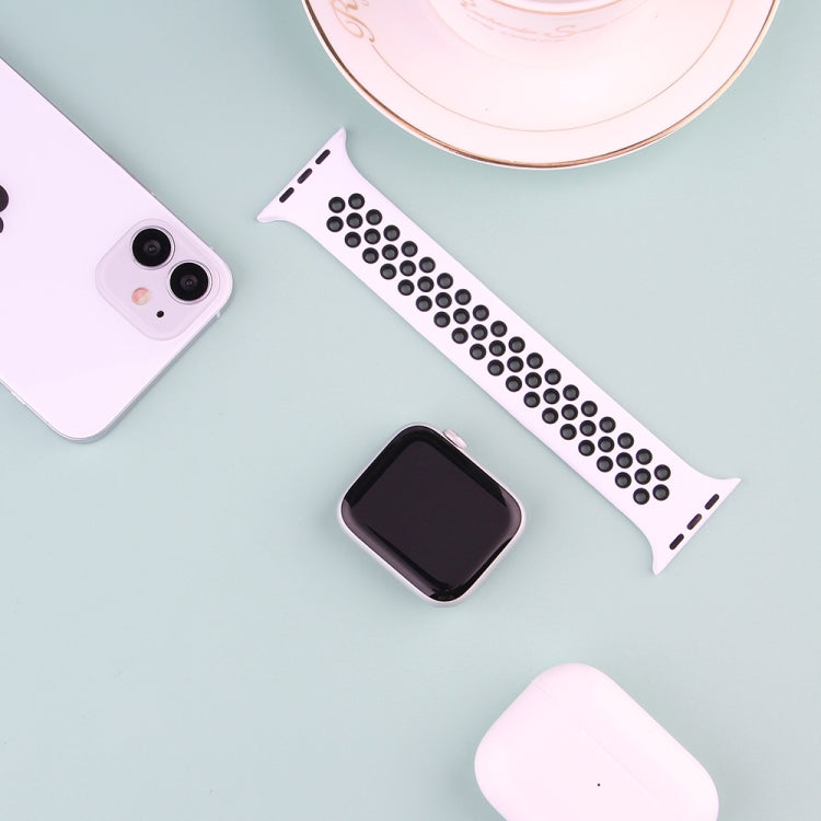 Elastic Silicone Watchband For Apple Watch Series 6 &amp; SE &amp; 5 &amp; 4 40mm / 3 &amp; 2 &amp; 1 38mm, Length:150mm, 150mm (Black White), 150mm (Grey Black), 150mm (Blue White), 150mm (Light Pink White ), 150mm (Black Red)