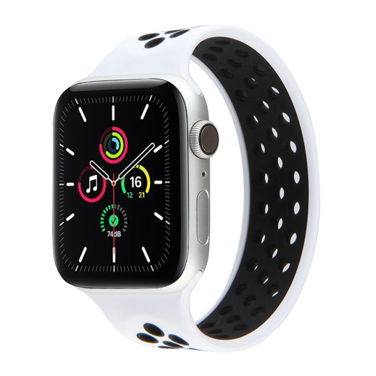 Elastic Silicone Watchband For Apple Watch Series 6 & SE & 5 & 4 40mm / 3 & 2 & 1 38mm, Length: 160mm, 160mm (White Black), 160mm (Black), 160mm (Black Yellow), 160mm (Black Grey), 160mm (Red Black), 160mm (Black White), 160mm (Black Red)