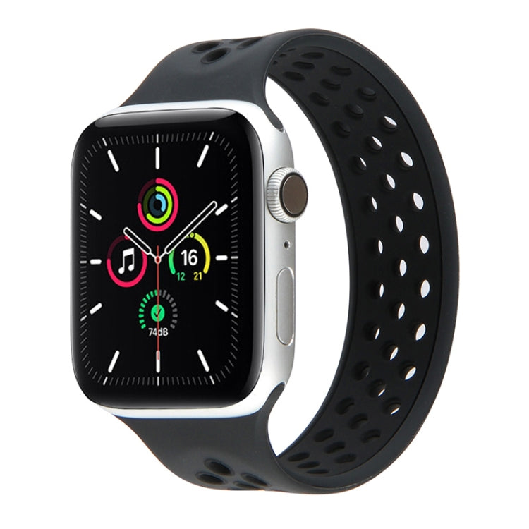 Elastic Silicone Watchband For Apple Watch Series 6 & SE & 5 & 4 40mm / 3 & 2 & 1 38mm, Length: 160mm, 160mm (White Black), 160mm (Black), 160mm (Black Yellow), 160mm (Black Grey), 160mm (Red Black), 160mm (Black White), 160mm (Black Red)