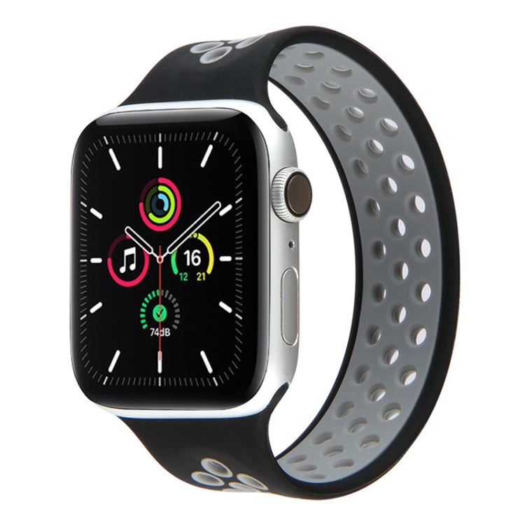 Elastic Silicone Watchband For Apple Watch Series 6 & SE & 5 & 4 40mm / 3 & 2 & 1 38mm, Length: 160mm, 160mm (White Black), 160mm (Black), 160mm (Black Yellow), 160mm (Black Grey), 160mm (Red Black), 160mm (Black White), 160mm (Black Red)