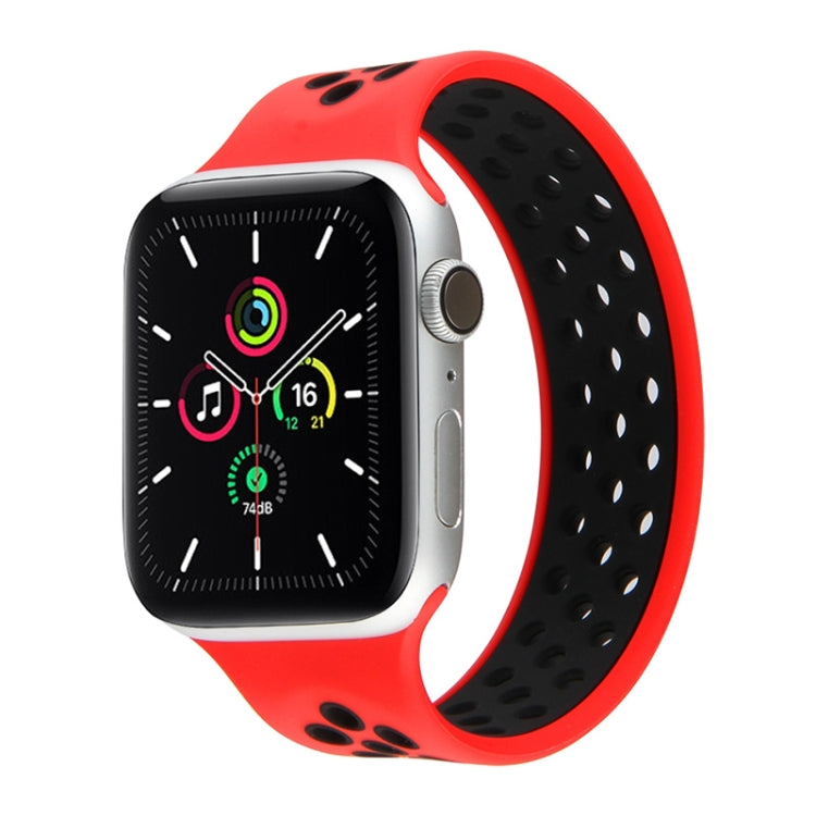 Elastic Silicone Watchband For Apple Watch Series 6 & SE & 5 & 4 40mm / 3 & 2 & 1 38mm, Length: 160mm, 160mm (White Black), 160mm (Black), 160mm (Black Yellow), 160mm (Black Grey), 160mm (Red Black), 160mm (Black White), 160mm (Black Red)