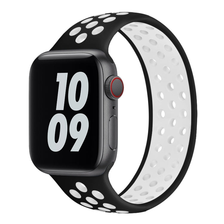 Elastic Silicone Watchband For Apple Watch Series 6 & SE & 5 & 4 40mm / 3 & 2 & 1 38mm, Length: 160mm, 160mm (White Black), 160mm (Black), 160mm (Black Yellow), 160mm (Black Grey), 160mm (Red Black), 160mm (Black White), 160mm (Black Red)