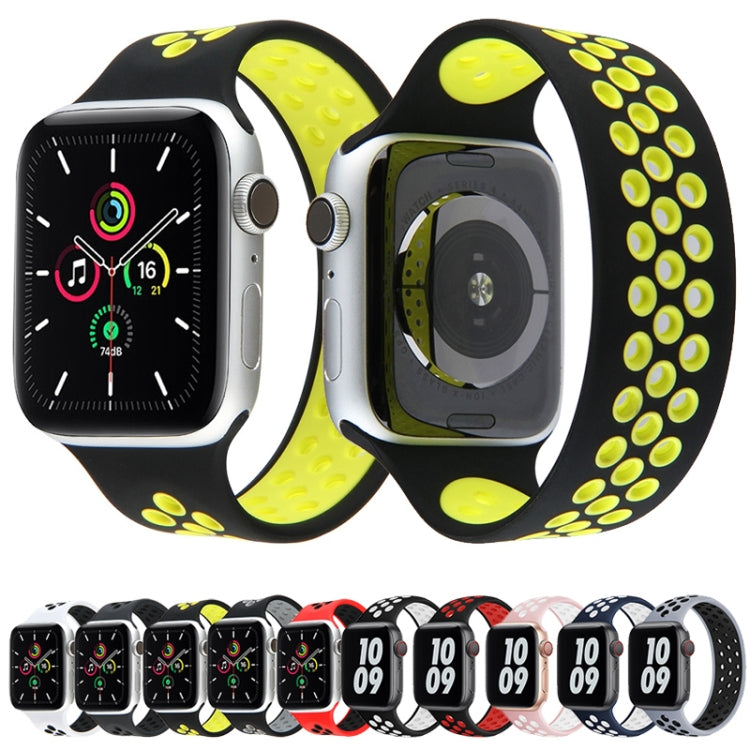 Elastic Silicone Watchband For Apple Watch Series 6 & SE & 5 & 4 40mm / 3 & 2 & 1 38mm, Length: 160mm, 160mm (White Black), 160mm (Black), 160mm (Black Yellow), 160mm (Black Grey), 160mm (Red Black), 160mm (Black White), 160mm (Black Red)��������������...