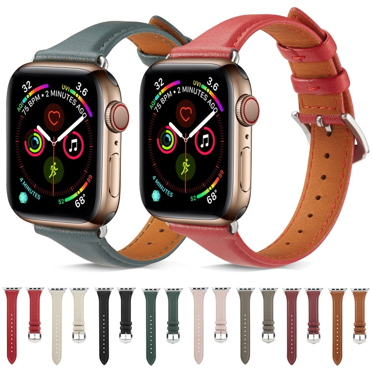 Genuine Leather Watchband For Apple Watch Series 6 & SE & 5 & 4 40mm / 3 & 2 & 1 38mm, For Apple Watch Series 8&7 41mm / SE 2&6&SE&5&4 40mm / 3&2&1 38mm, For Apple Watch Series 7 41mm / 6 & SE & 5 & 4 40mm / 3 & 2 & 1 38mm