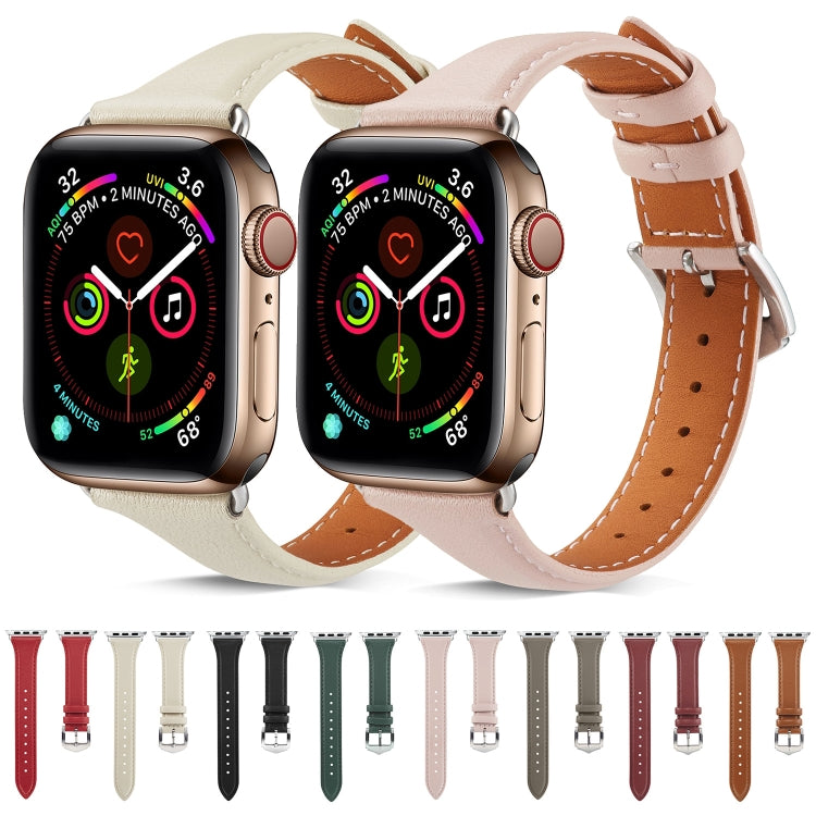 Genuine Leather Watchband For Apple Watch Series 6 & SE & 5 & 4 44mm / 3 & 2 & 1 42mm, For Apple Watch Series 7 45mm / 6 & SE & 5 & 4 44mm / 3 & 2 & 1 42mm, For Apple Watch Ultra 49mm / Series 8&7 45mm / SE 2&6&SE&5&4 44mm / 3&2&1 42mm