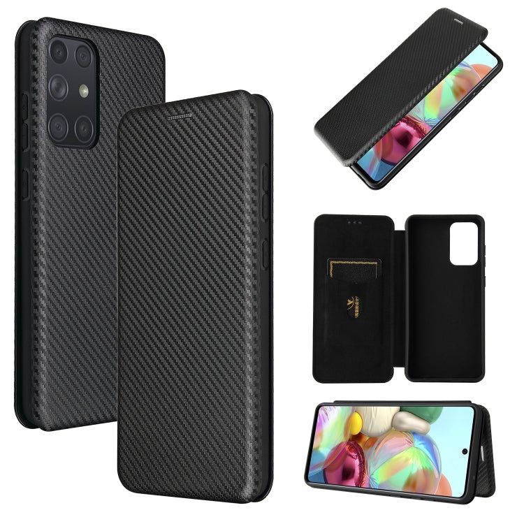 Carbon Fiber Texture Magnetic Horizontal Flip TPU + PC + PU Leather Case with Card Slot