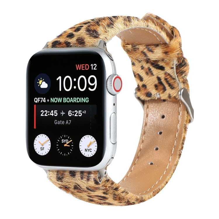 Horsehair Fluffy Leopard Print Leather Watch Strap, For Apple Watch Ultra 49mm / Series 8&amp;7 45mm / SE 2&amp;6&amp;SE&amp;5&amp;4 44mm / 3&amp;2&amp;1 42mm, For Apple Watch Series 8&amp;7 41mm / SE 2&amp;6&amp;SE&amp;5&amp;4 40mm / 3&amp;2&amp;1 38mm